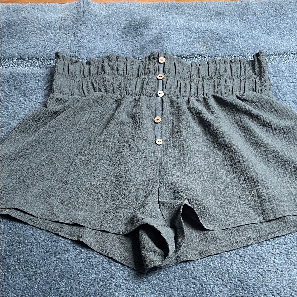 SHEIN High Waist Charcoal Buttoned Women's Shorts